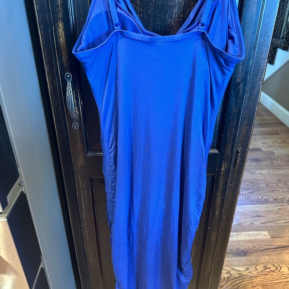 Blue Ruched Bodycon Dress - Picture 12 of 15